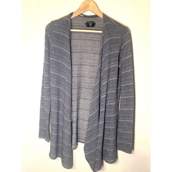 Volcom gray open-front cardigan with a blue-Gray striped pattern size small - Picture 1 of 13
